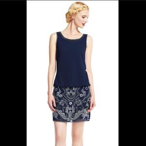 NWT Adrianna Papell Sleeveless Beaded Cocktail Mini Dress